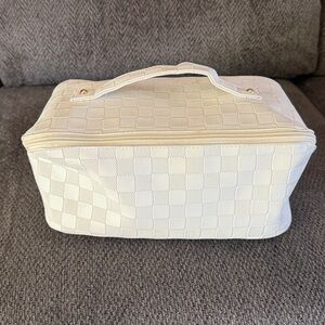 White Checkered Cosmetic Bag